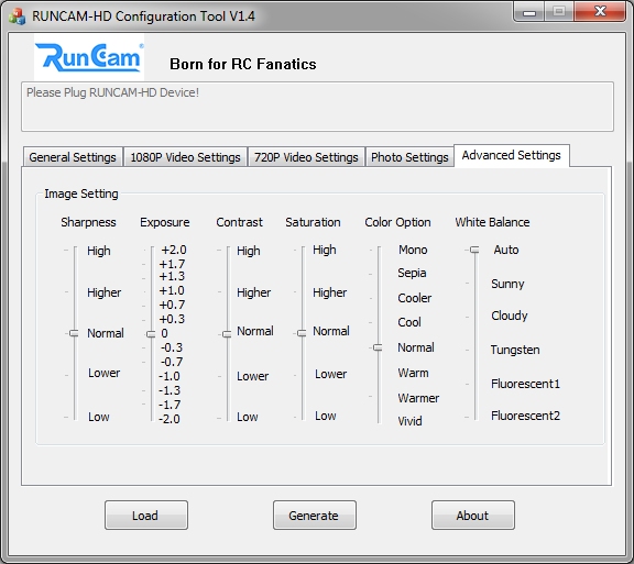 RunCam HD Konfigurationstool